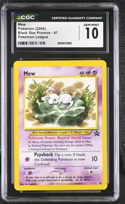 CGC 10 Pokemon League TCG 2000 Black Star Promo #47 Mew WOTC - Image 1