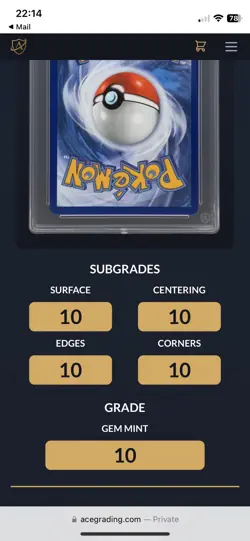 Pokemon Mega Gengar EX 269/217 Ascended Heroes Ace 10 Gem Mint Perfect Subgrades - Image 5