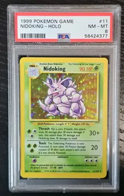 1999 POKEMON GAME #11 NIDOKING "Perfect Centering" - HOLO PSA 8 - Image 1