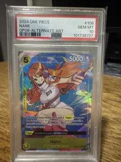Bandai One Piece Nami OP08-106 Two Legends Alt Art Foil PSA 10 2024 - Image 1