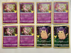 Pokemon Sword & Shield Celebrations Mew 011/025 Pikachu 005/025 8 Cards Mix Lot - Image 1