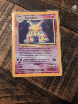 Pokemon TCG - Alakazam 1/102 Holo Rare Base Set Vintage Card 1999 WOTC - Image 1