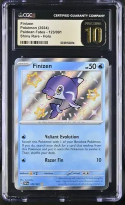 POKEMON CGC PRISTINE 10 SHINY FINIZEN HOLO 123 PALDEAN FATES POP 3 - Image 1
