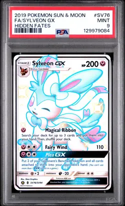 2019 POKEMON SUN & MOON HIDDEN FATES #SV76 FULL ART/SYLVEON GX PSA 9 - Image 1