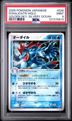 2005 Pokemon TCG FERALIGATR HOLO 026/108 GOLDEN SKY SILVERY OCEAN 1ST ED PSA 9 - Image 1