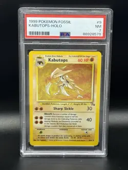 1999 POKEMON FOSSIL #9 KABUTOPS-HOLO PSA 7 - Image 1