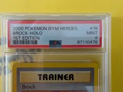 2000 POKEMON GYM HEROES #15 BROCK-HOLO 1ST EDITION PSA 9 - Image 4