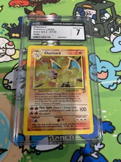 Charizard CGC 7 Pokemon WOTC 2000 Base Set 2 #4 Cosmos Holo & Swirl by Flames - Image 1