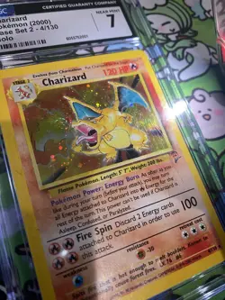 Charizard CGC 7 Pokemon WOTC 2000 Base Set 2 #4 Cosmos Holo & Swirl by Flames - Image 3