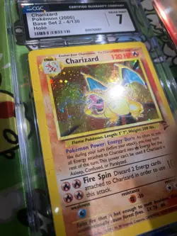 Charizard CGC 7 Pokemon WOTC 2000 Base Set 2 #4 Cosmos Holo & Swirl by Flames - Image 5