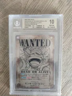 One Piece Card - Wanted Monkey D. Luffy OP09OP05-119 SP Sec BGS 10 Pristine JAP - Image 1