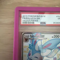 2019 POKEMON SUN & MOON HIDDEN FATES #SV76 FULL ART/SYLVEON GX PSA 9 with guard - Image 2