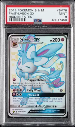2019 POKEMON SUN & MOON HIDDEN FATES #SV76 FULL ART/SYLVEON GX PSA 9 - Image 1