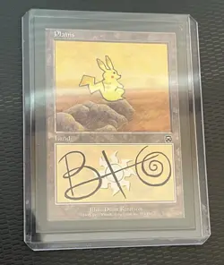 “Brandon’s Pikachu” Signed Custom MTG/Pokemon Original Olterman BTO Plains Land - Image 1