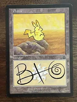 “Brandon’s Pikachu” Signed Custom MTG/Pokemon Original Olterman BTO Plains Land - Image 2