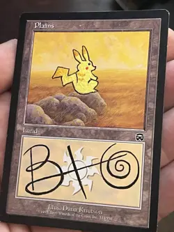 “Brandon’s Pikachu” Signed Custom MTG/Pokemon Original Olterman BTO Plains Land - Image 3