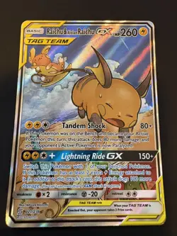 Raichu & Alolan Raichu GX (221/236) Unified Minds Tag Team Alt Art Pokemon Card! - Image 1
