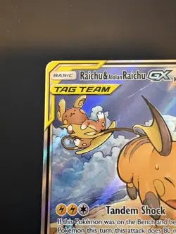 Raichu & Alolan Raichu GX (221/236) Unified Minds Tag Team Alt Art Pokemon Card! - Image 2