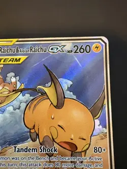 Raichu & Alolan Raichu GX (221/236) Unified Minds Tag Team Alt Art Pokemon Card! - Image 3