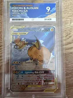 Pokemon TCG Raichu Alolan Raichu GX Card 221/236 Unified Minds Ace 9 - Image 2