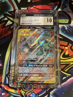 CGC 10 Marshadow & Machamp GX 198/214 Full Art Unbroken Bonds Holo Pokemon - Image 1