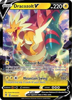 Pokemon TCG Dracozolt V 058/203 Swsh07: Evolving Skies Full Art Ultra Rare Holo - Image 1