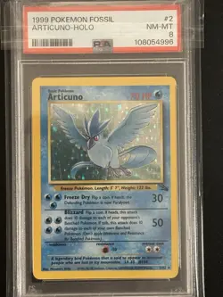 Pokemon TCG Articuno Fossil Holo Unlimited Rare Card 2/62 PSA 8 NM-MT - Image 1