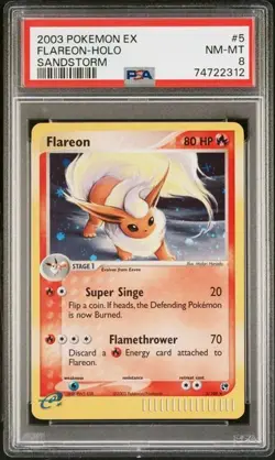 Flareon 5/100 PSA 8 2003 EX Sandstorm PSA Graded Pokemon Card TCG Holo Rare - Image 1