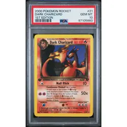 2000 Pokemon Team Rocket Dark Charizard #21 1st Edition (English) – PSA 10 - Image 1