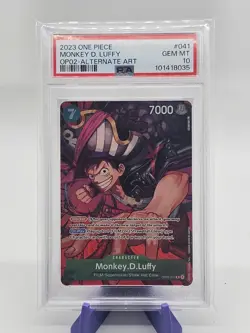 2023 ONE PIECE OP02-PARAMOUNT WAR ALTERNATE ART #041 MONKEY D. LUFFY PSA 10 - Image 1