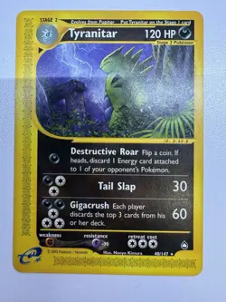 Pokemon Tyranitar Aquapolis Rare 120HP Regular #040/147 2002 Card - LP - Image 1