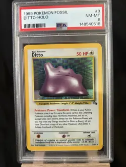 1999 POKEMON FOSSIL #3 DITTO-HOLO PSA 8 - Image 1