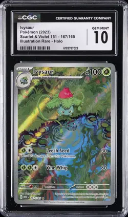 2023 POKEMON SCARLET & VIOLET 151 ILLUSTRATION RARE-HOLO IVYSAUR CGC 10 GEM MINT - Image 1