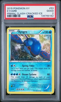 2015 POKEMON XY PRIMAL CLASH CRACKED ICE #53 KYOGRE PSA 2 - Image 1
