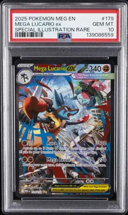 2025 POKEMON MEG EN-MEGA EVOLUTION #179 MEGA LUCARIO EX PSA 10 - Image 1
