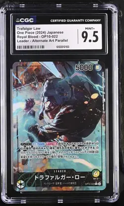 CGC 9.5 One Piece Trafalgar Law Royal Blood Jpn OP10-022 Alt Art Leader - Image 1