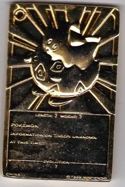 1999 NINTENDO POKEMON TOGEPI 23K GOLD PLATED CARD - 1-3/4" X 2-1/8" - Image 2