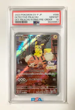PSA 10 Pokemon Card Detective Pikachu 098/SV-P Nintendo Switch Promo Japanese JP - Image 1