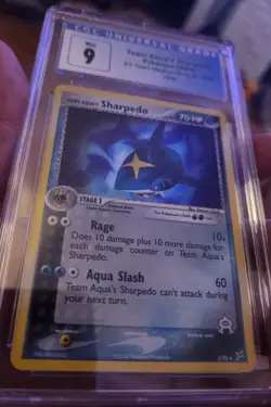 2004 Pokemon Team Aqua's Sharpedo EX Team Magma Vs Aqua Holo Rare 5/95 CGC 9 - Image 1