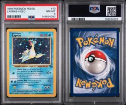 1999 POKEMON FOSSIL #10 LAPRAS-HOLO PSA 8 - Image 1
