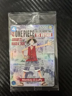 One Piece Monkey D. Luffy US College Basketball SEALED Promo Card RUTGERS - Image 1