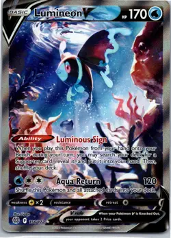 Lumineon V Ultra Rare SWSH09: Brilliant Stars 156/172 Pokemon Card NM - Image 1
