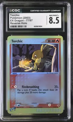 CGC 8.5 Torchic 2003 EX Dragon 77/97 Reverse Holo Pokemon Card - Image 1