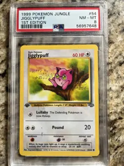 Pokemon Jungle Jigglypuff 1st Edition PSA 8 Graded Card 54/64 1999 - Image 1