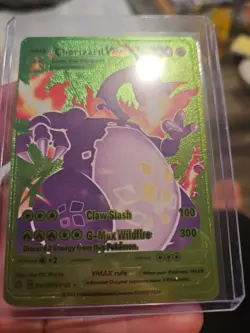 Charizard Vmax Rainbow Foil Fan Art Vinyl Textured Collector Card - Image 3