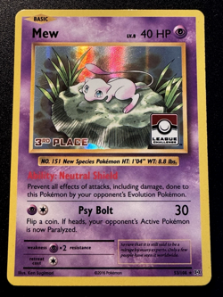 3rd Place Mew 53/108 Evolutions League Promo Pokemon Card Holo Foil Rare MP - Image 1