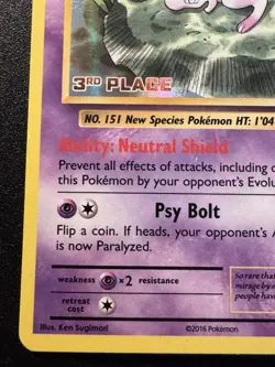 3rd Place Mew 53/108 Evolutions League Promo Pokemon Card Holo Foil Rare MP - Image 5