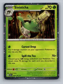 Sinistcha 022/167 Rare Twilight Masquerade Pokemon Near Mint Cosmo Holo - Image 1