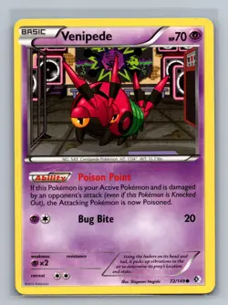 Venipede 72/149 Common Boundaries Crossed Pokemon Near Mint - Image 1