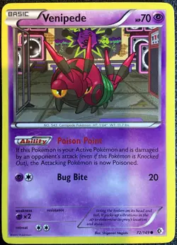 Venipede 72/149 Boundaries Crossed Pokemon Non Holo 2012 - Image 2